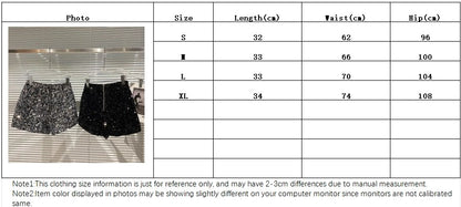 New Autumn Black Velvet Shorts Women Sequined Shiny Versatile Short Pants Clubwear Shorts Hot Pants High Street
