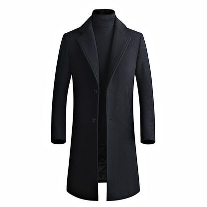 Woolen overcoat for men, fashionable middle-aged mid-length business casual windbreaker, men's woolen coat