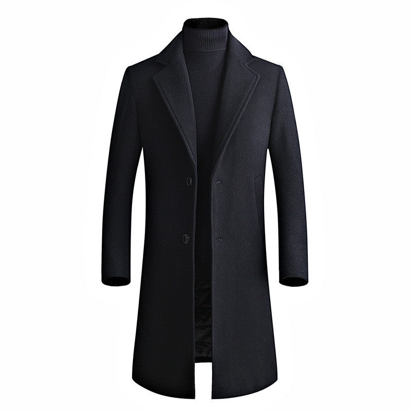Woolen overcoat for men, fashionable middle-aged mid-length business casual windbreaker, men's woolen coat