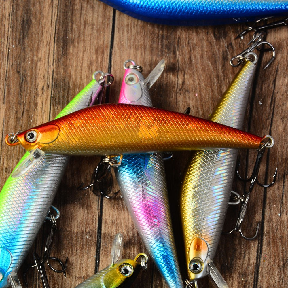 10pcs Floating Minnow Fishing Lure Topwater Hard Bait Artificial Bait Wobblers Lures