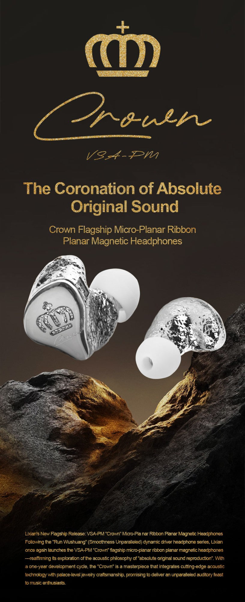 EarAcoustic VSA-PM Crown 11.4mm Planar Ribbon Diaphragm Magnetic Driver 2Pin 0.78mm Wired HiFi Audiophile In-ear Earphone IEMs
