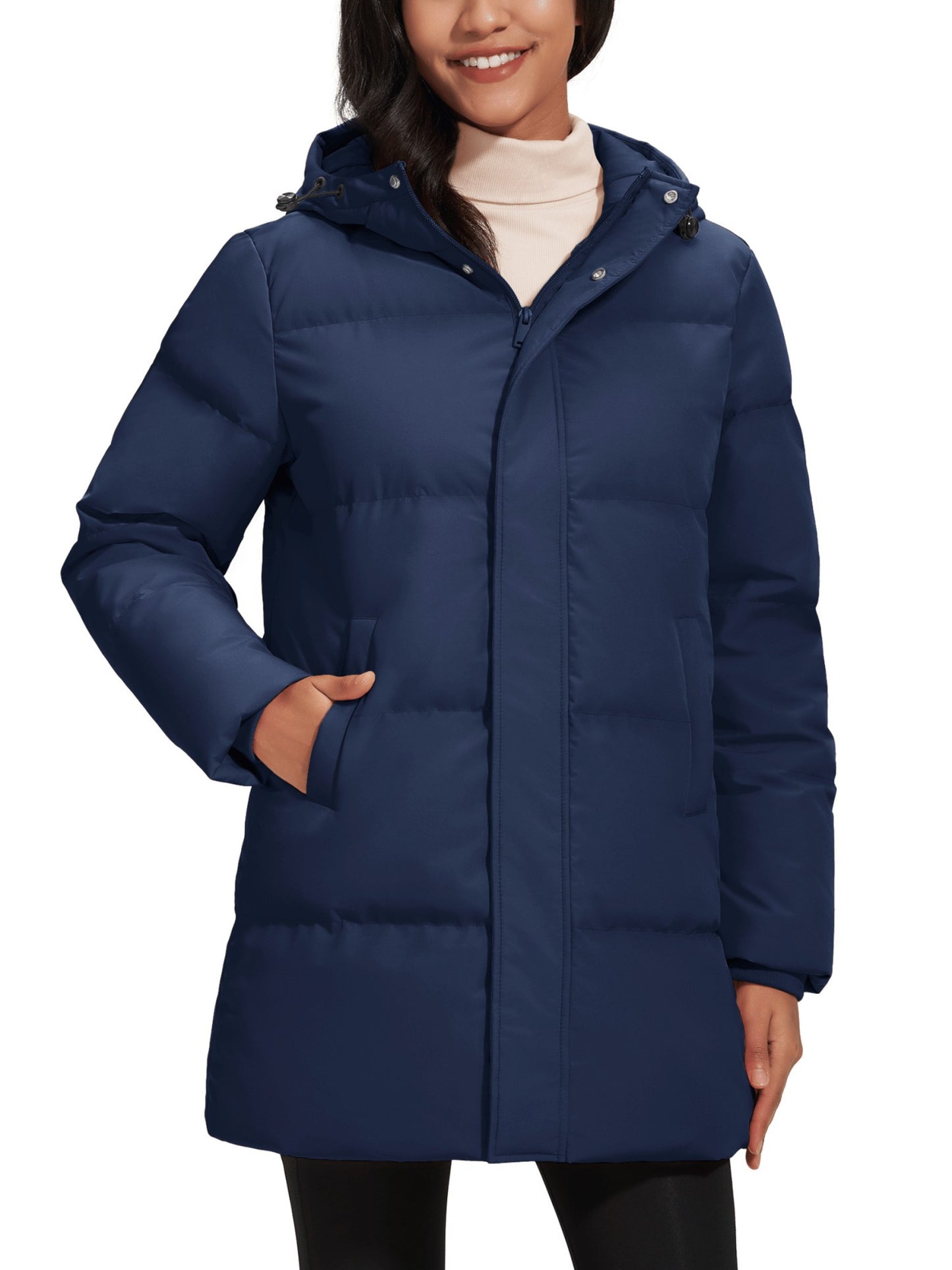 TACVASEN Winter Quilted Duck Feather Down Jackets Womens Padded Puffer Warm Hooded Long Coats Thermal Waterproof Thick Outerwear