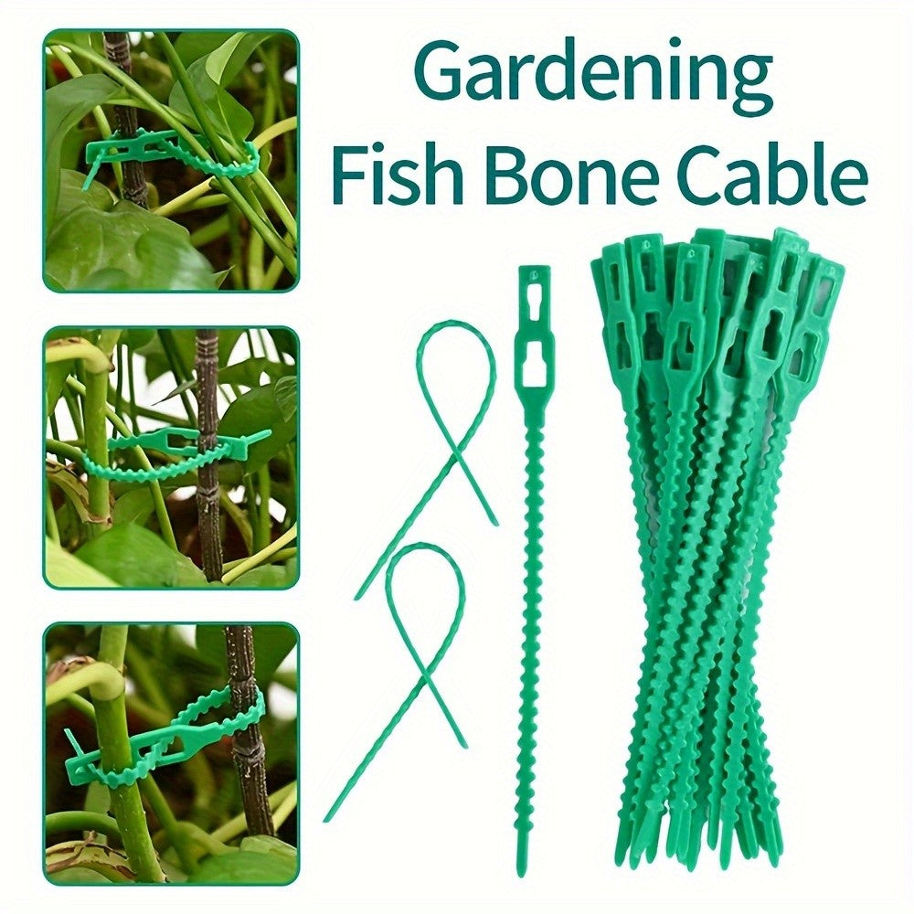 Reusable Adjustable Plastic Plant Cable Ties for Garden Vines, Trees, and Shrubs Support, Locking Nylon Zipper Organizer Tools