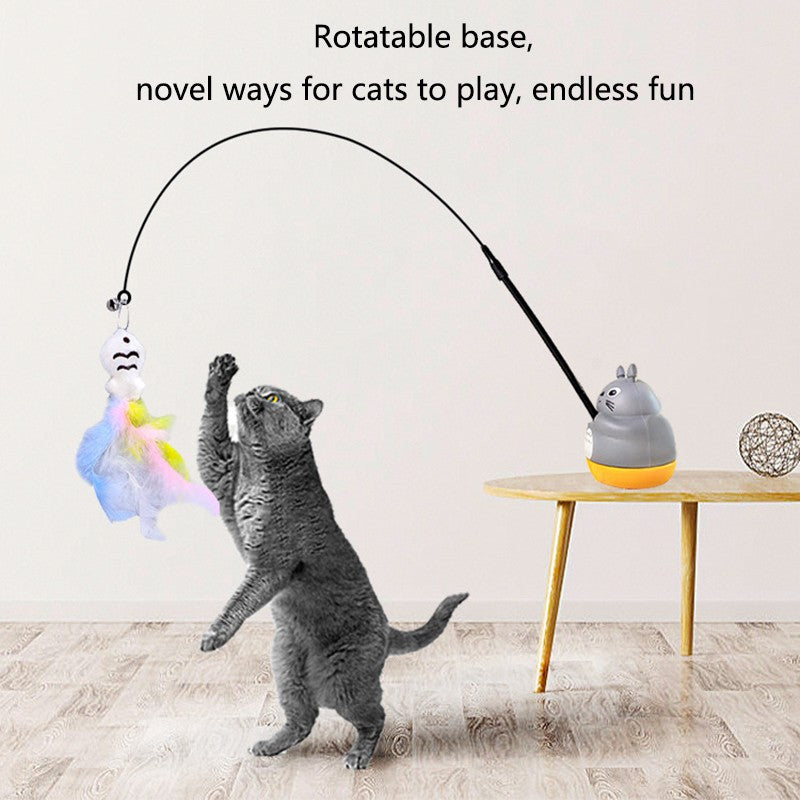 Brinquedo para gato chinchila, engraçado, com fio de aço, varão longo, penas, fofo, para gatinhos, pesca, auto-recreação, para aliviar o estresse