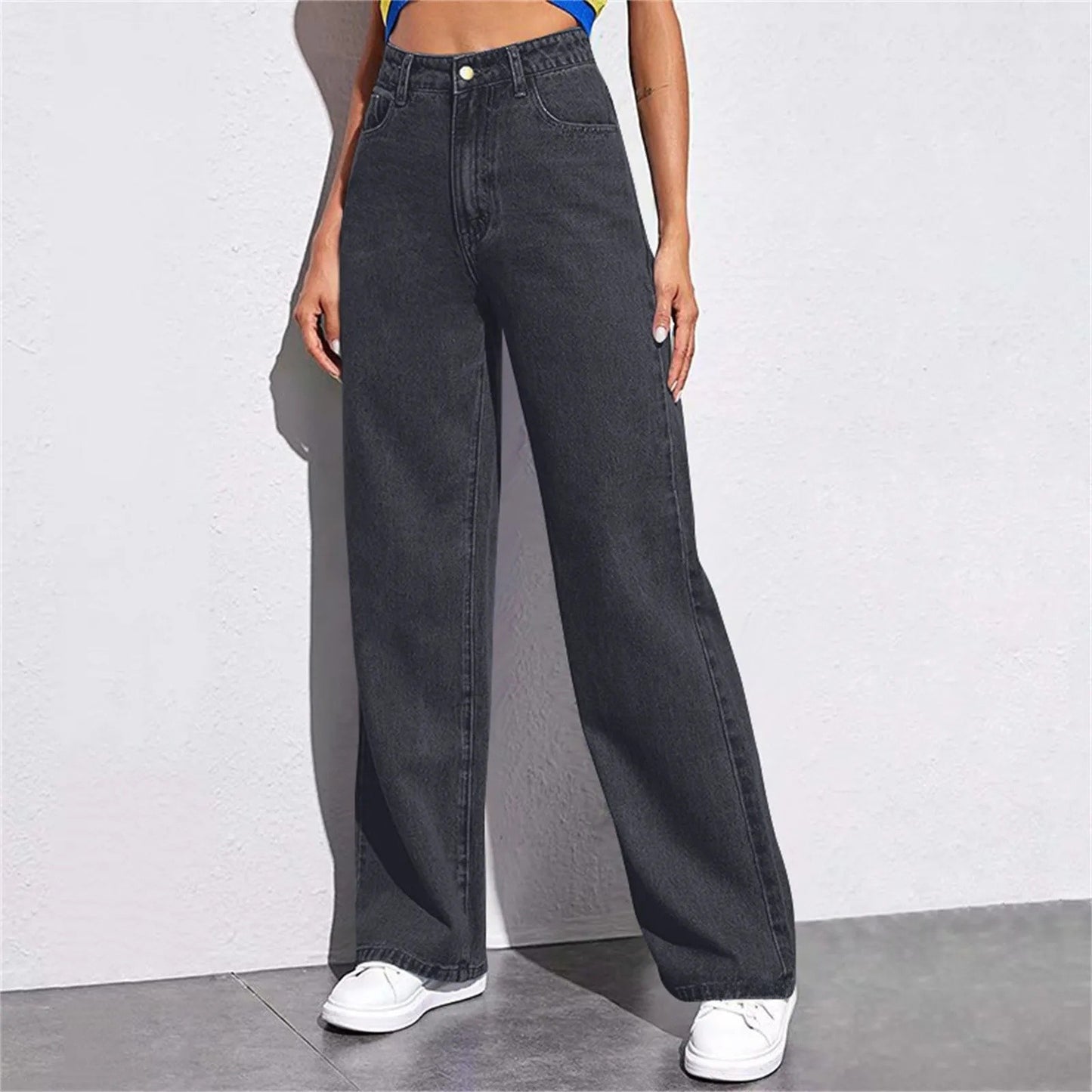 High Waist Wide Leg American Style Summer Casual Women's Jeans Floor Length Design Sensation Fashionable Chinese Brand