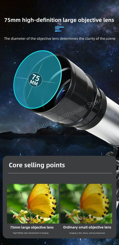 Potente Telescópio Astronômico Monocular Profissional de Alta Definição com Função de Observação Planetária de Alta Definição