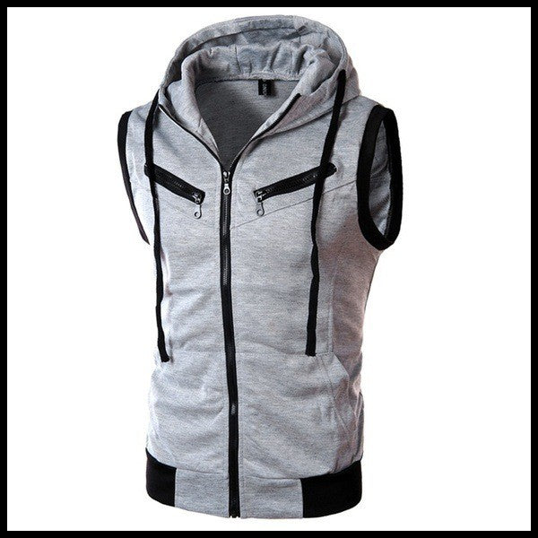 2023 New Fashion Zipper Cardigan Sweater Mens Sleeveless Hooded Vest Jacket Plus Size S-4XL Streetwear Vest Hoodies