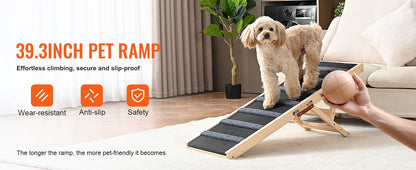 SucceBuy Rampa Dobrável para Cães, Escada Antiderrapante, de Madeira, Altura Ajustável, Removível para Cães Pequenos e Idosos, para Subir Escadas, Sofás, Carros, Camas