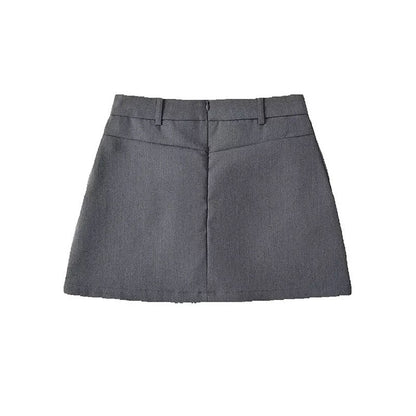 Mooyufon Women Fashion Solid Back Zipper A-Line Mini Skirt Vintage High Waist Fe