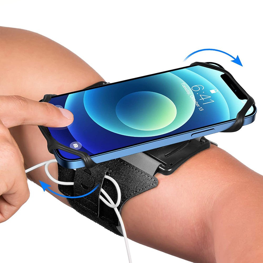 Running Wristband Phone Holder 360°Rotation Detachable Sports Armband with Key Holder for iPhone Samsung Xiaomi Huawei Phone