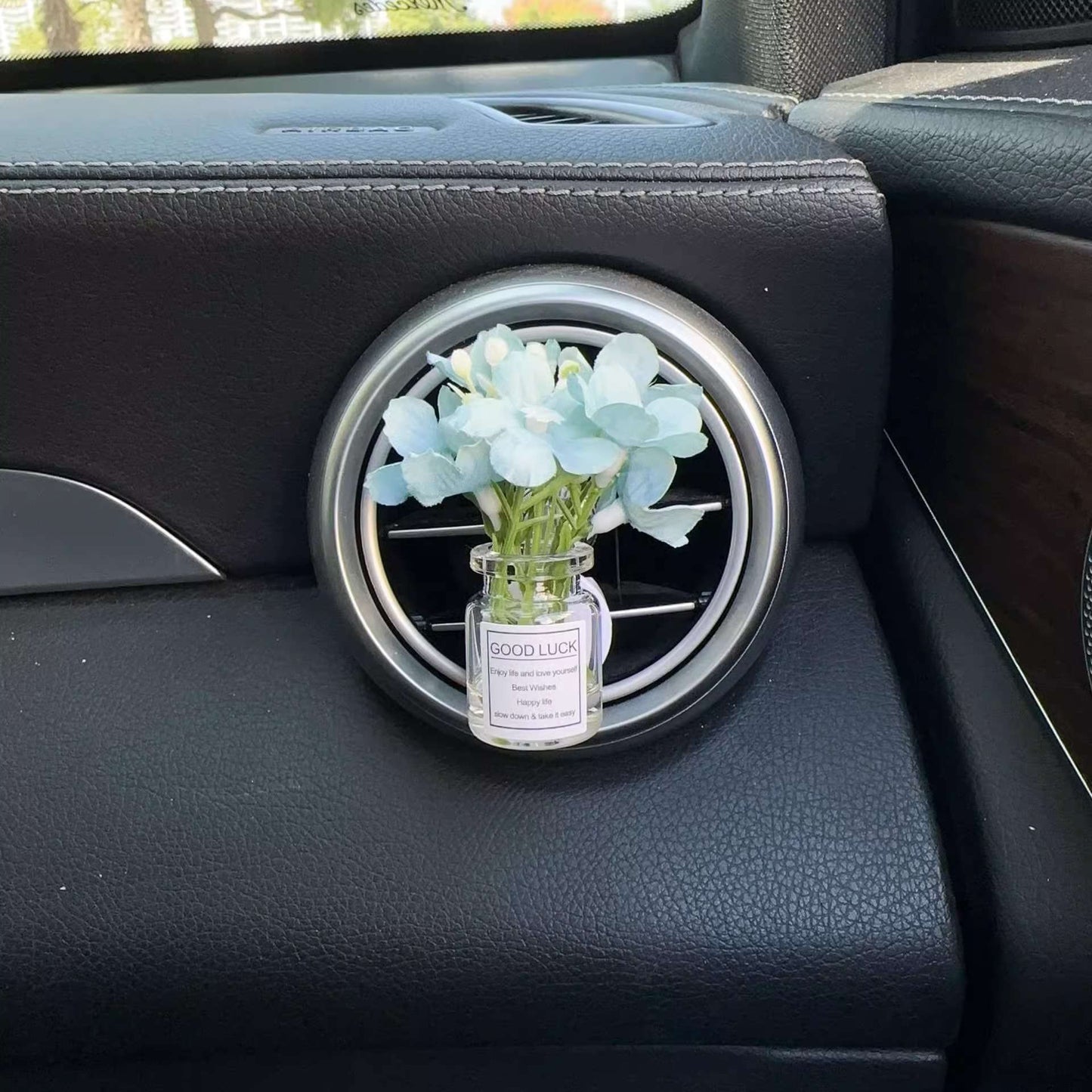 Enfeites de clipe de saída de ar do console central do carro, flores simuladas, clipe de carro, enfeites de vaso de vidro de jasmim, respira bebê para meninas, decorações