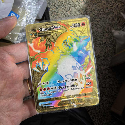 Pokémon Metal Cards em alemão Terastal Pikachu Arceus Charizard DIY Trading Flash Card Anime Cartoon Gift