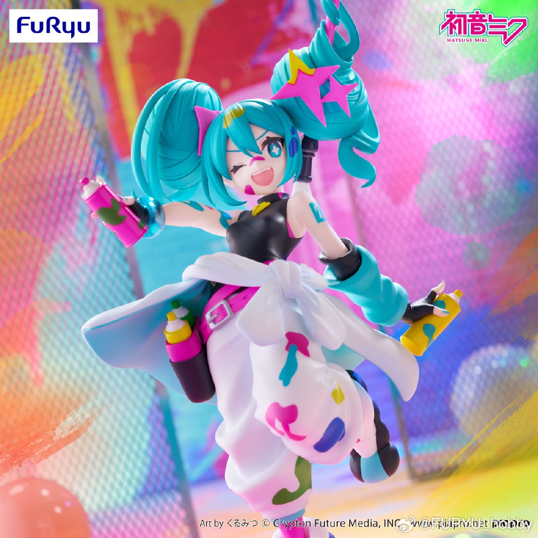 Figura de Anime Hatsune Miku 19cm Paint Girl Original Genuína FuRyu Trio-Try-iT Brinquedos Colecionáveis de Presente para Crianças