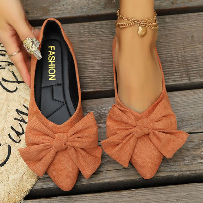 Women Flats Shoes Summer New Bow Pointed Toe Female Loafers Walking Fashion Sneakers Casual Shallow Breathable Shoes for Women