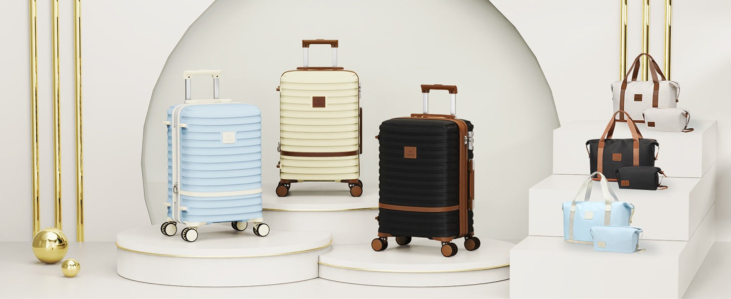 Joyway Luggage Set 6 Piece Suitcase Sets with Spinner Wheel,Hardside Expandable Travel Laggage with TSA Lock (18/20/24/28 White