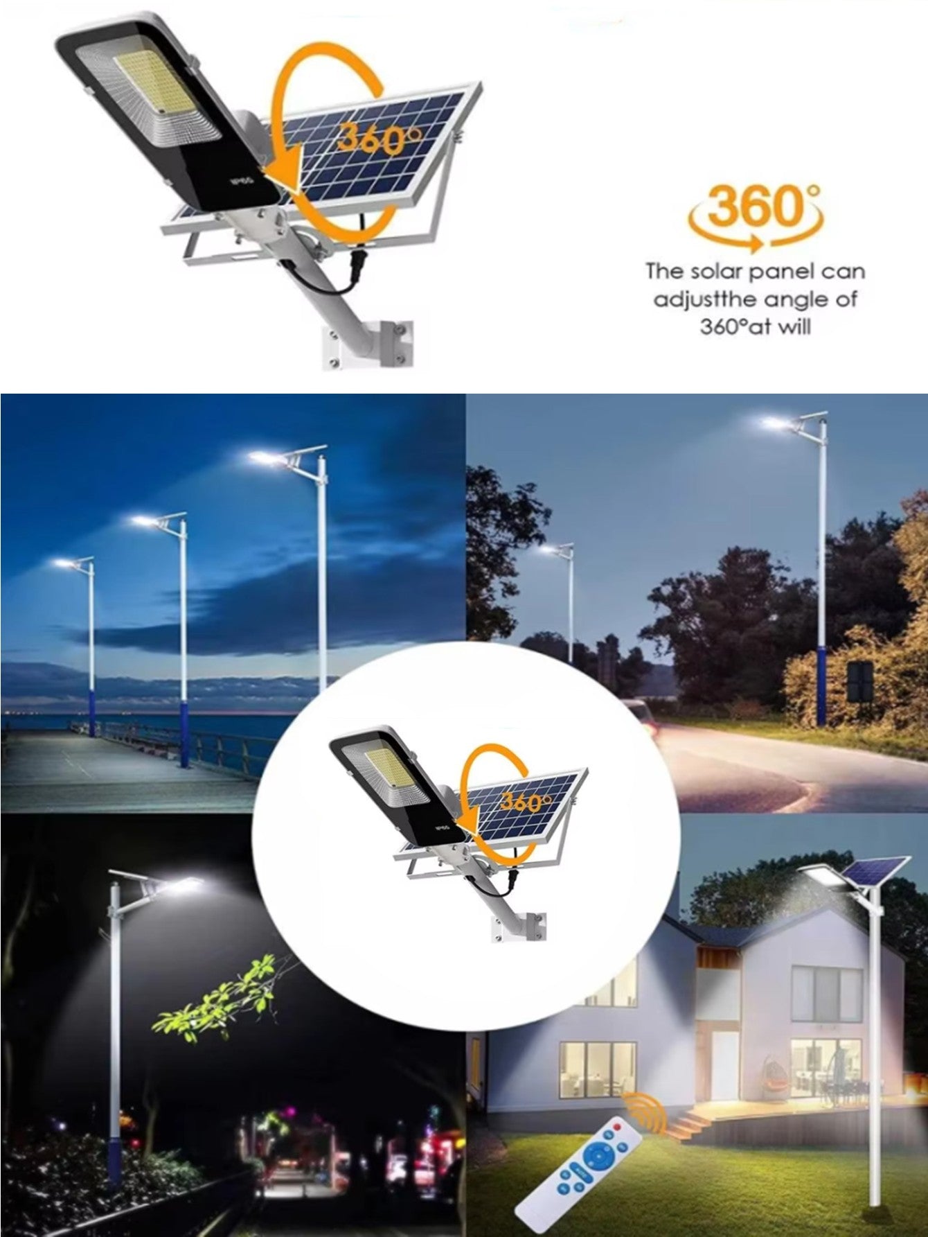 300W/200W/100W high brightness outdoor solar street light 6000mAh waterproof automatic dusk to dawn garage garden street light