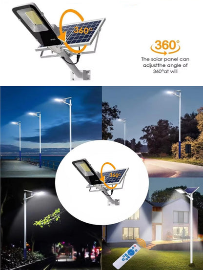 300W/200W/100W high brightness outdoor solar street light 6000mAh waterproof automatic dusk to dawn garage garden street light