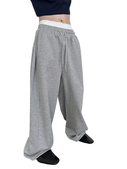 Autumn Men's Baggy Wide-leg Pants Outdoor Jogging Sweatpants Loose Straight Fashion Korean Casual Trousers Streetwear Black Gray