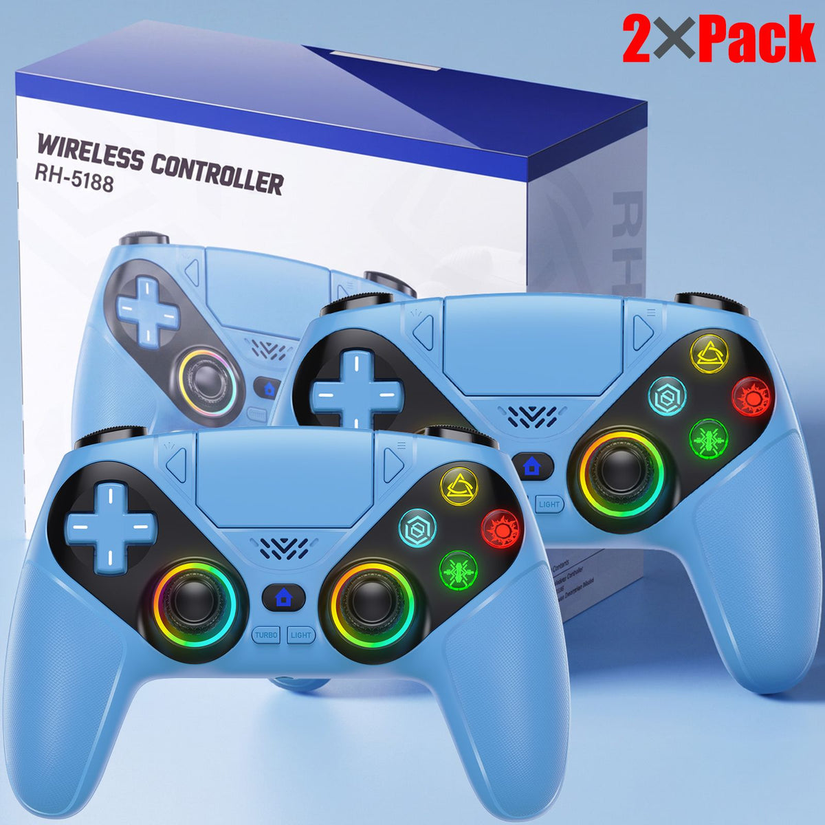 Gamepad For Playstation 5 PS5 Pro/Slim/PC,RGB Wireless Controller  6-Axis Gyro Dual Shock Turbo&Marco Programable Game Controle