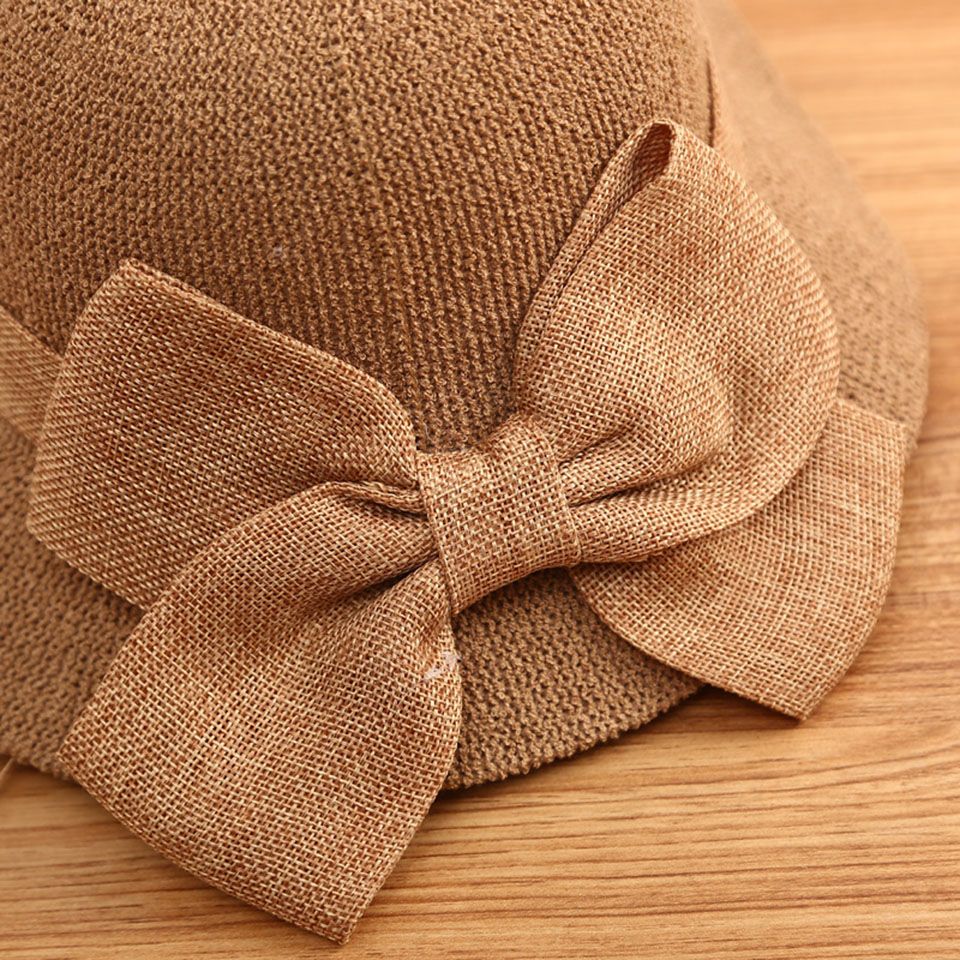 2021 fashion summer Women's bucket hat Straw made Bow hand-made straw hat foldable parent-child Panama hat children beach sun vi