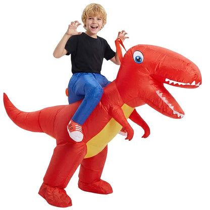 Adult & Child Inflatable Dinosaur Costume Rideable Tyrannosaurus Rex Air-Filled Fun Costume for Masquerade Parties & Halloween