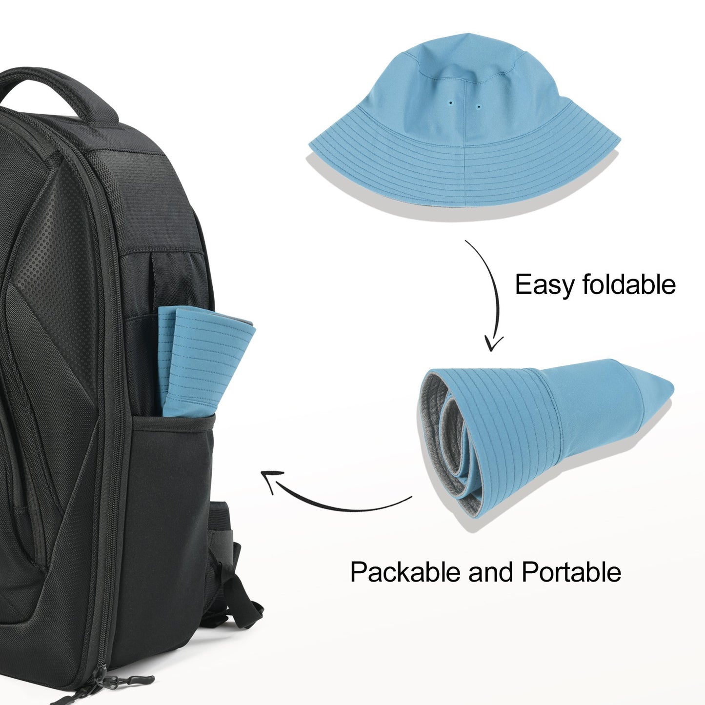 VOBOOM Chapéus de Sol Unissex Tipo Bucket para Exterior, Dobráveis, Reversíveis, para Viagem, para Homens, Mulheres, Adolescentes, Meninas