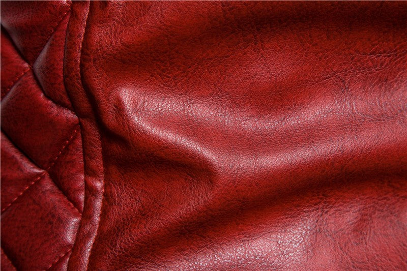 New Winter Fleece Motorcycle Leather Jacket Men Turn Down Fur Collar Slim Fit Warm PU Bomber Jackets Coats Mens Moto Biker Coat