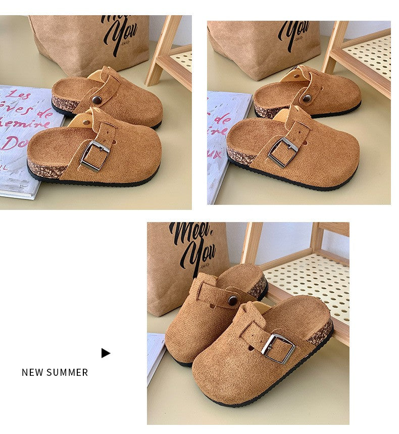 2025 Children's Birkfoot Summer New Anti-slip Soft Bottom Single Shoes Girls Boys Baby Bean Bean Birk Foot Slippers Summer