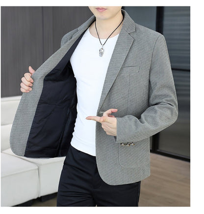 Blazer's New Men's Fashion Outdoor Travel Camping Youth Wedding Hosting Campus Slimming Casual Solid Color Korean Version Blazer