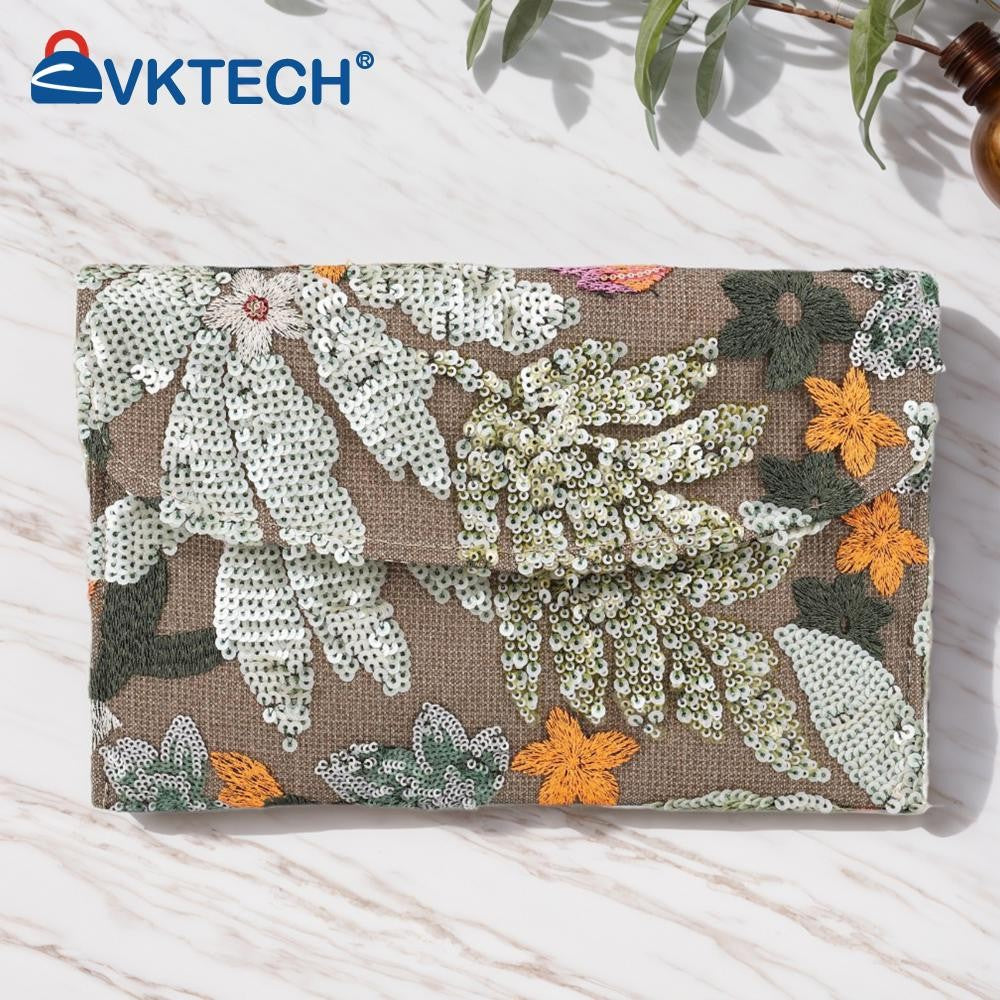 Straw Bag Evening Clutch Sequin Envelope Package Embroidered Handbag for Wedding Vacation Travel