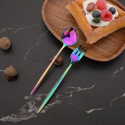 4Pcs Gold Fruit Cake Dinnerware Set Mirror Stainless Steel Tea Fork Set Snack Dessert Fork Small Salad Cutlery Kitchen Utensils