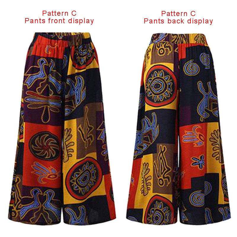 Ethnic Style Wide Leg Trousers Women Yoga Harem Pants Gypsy Hippie Thai Boho Court Pants Ruched Waist Aladdin Women's Pants