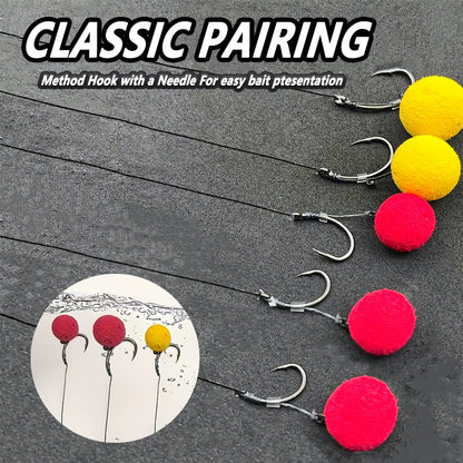 Montagens Pré-Amarradas para Pesca de Carpas, Method Feeder e Hair Rigs com Linha Trançada e Anzóis Barbela (Tamanho 6, 8, 10, 12), para Carpas e Carpas Prateadas