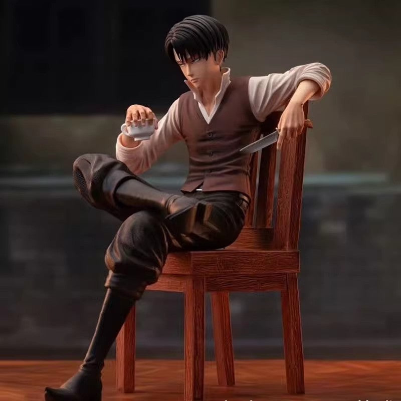19cm Anime Attack on Titan Figures Levi Ackerman Figure Sitting Posture Model Toys Pre-sell Statue GK Figurine Ornament Gifts
