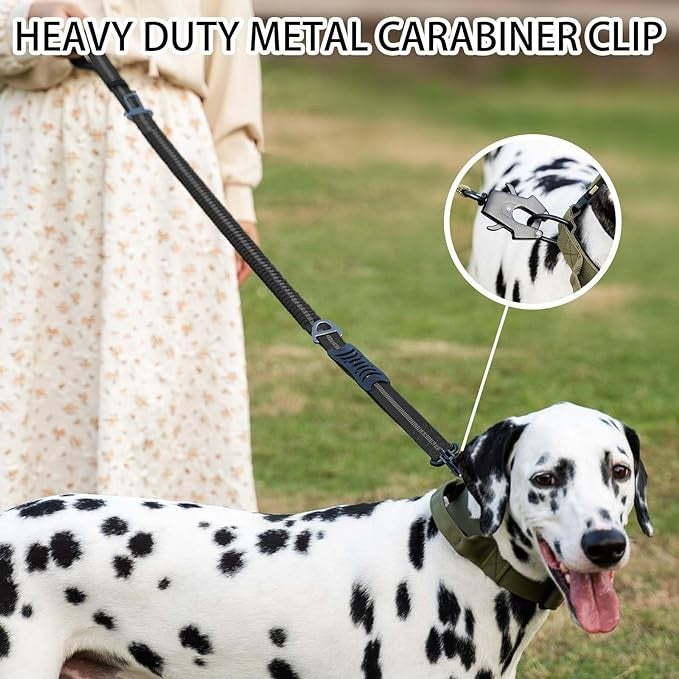 Coleiras para Cães Refletivas com Amortecedor e Cinto de Segurança para Carro para Cães Grandes Coleira de Cachorro Tática Resistente sem Puxar com Elástico