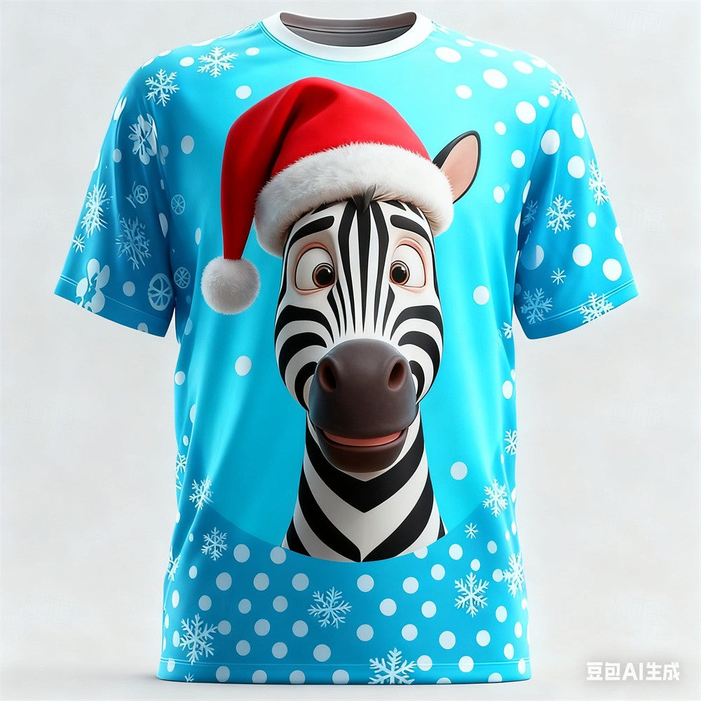 Christmas Men's T-shirt Animal 3D pattern printed Men's women's round neck T-shirt quick-dry t shirt for man Unisex y2k clothing