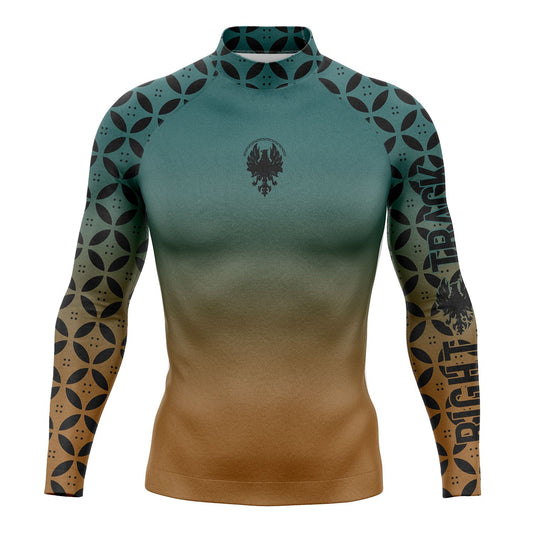 RIGHTRACK Men's Long Sleeve Surfing Shirt Rashguard UV Protection Lycra Swimwear UPF Diving Suit Gym Cheerful Clothes