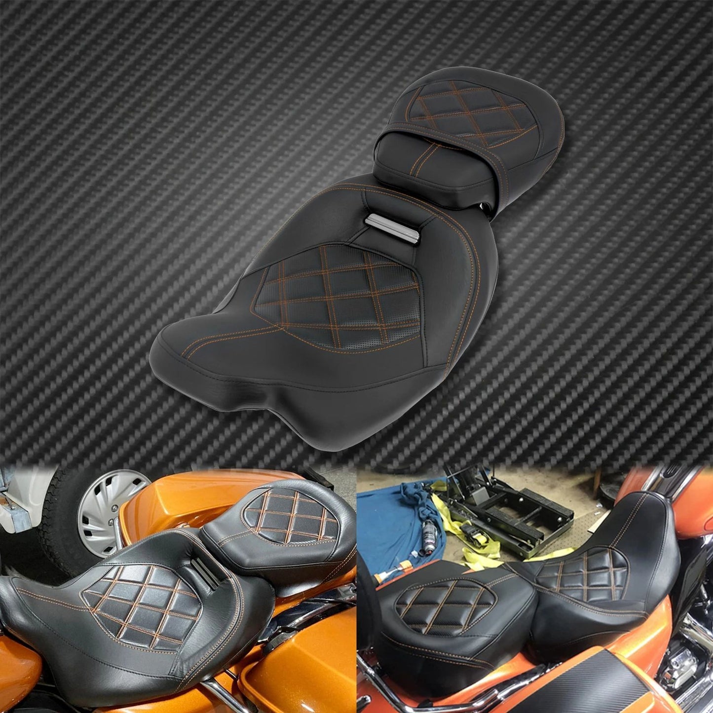 Assento de Couro Dianteiro e Traseiro para Motocicleta para Harley Touring Road King CVO Electra Street Glide 09-23