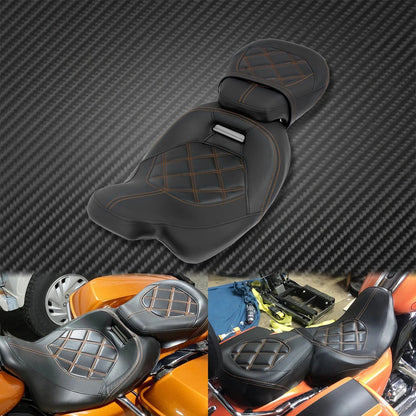 Assento de Couro Dianteiro e Traseiro para Motocicleta para Harley Touring Road King CVO Electra Street Glide 09-23