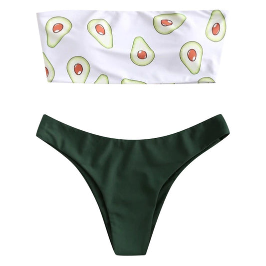 Bkini Kawaii Cartoon Avocado Printed Women's Swimsuit Push Up Two-Pieces No Steel 2025 Women Swimwear trajes de baño mujer