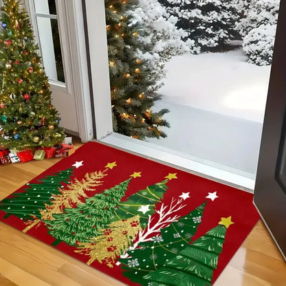 Merry Christmas Christmas Tree Enlargement Doormat Machine Washable for Living Room, Bedroom, Kitchen, Household Entry Doormat