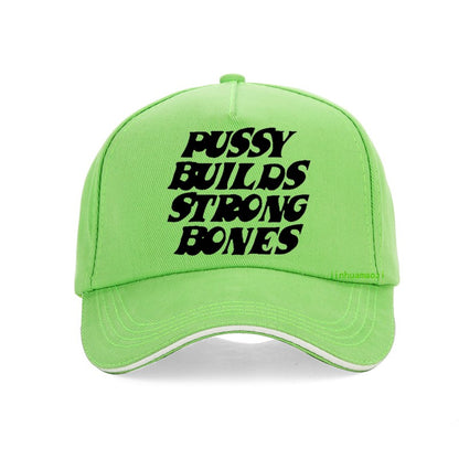 Pussy Builds Strong Bones baseball cap Vintage Hip-Hop Adjustable Men Women Casual summer sun hats
