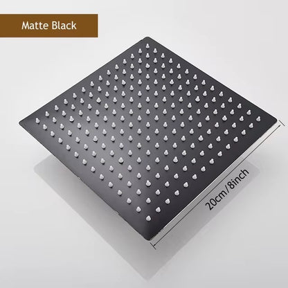 8" 10" 12" Stainless Steel High Pressure Rainfall Shower Head Large Flow Square Pressure Boosting Design Spa Bathroom Showerhead