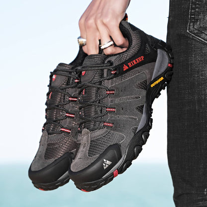HIKEUP Tênis Masculino de Caminhada em Couro Camurça, Calçados Outdoor Resistentes ao Desgaste Masculinos para Trekking, Caminhada, Caça e Tênis Táticos