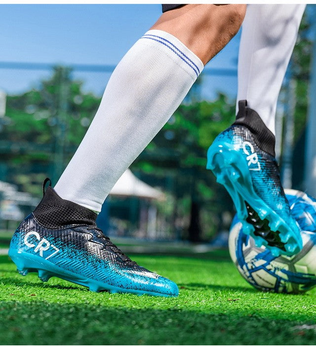 Men Soccer Shoes Football Boots Ultra-light Non-slip Long Spikes Outdoor Professional Cleats Grass Sports Shoes Match Sneakers