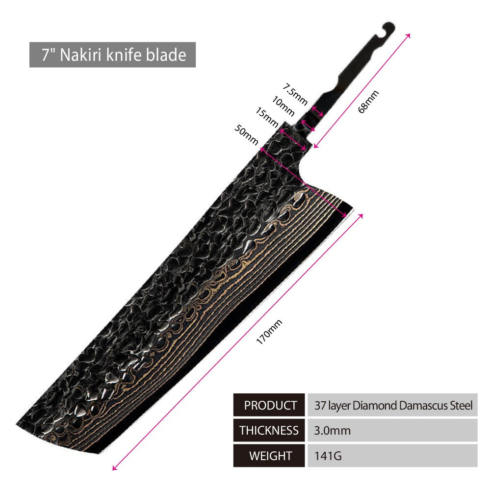 Conjunto de facas de cozinha de chef, santoku, nakiri e utilitária, com lâmina de aço Damasco de Cobre de 37 camadas e núcleo 10Cr15CoMoV, produto de venda quente