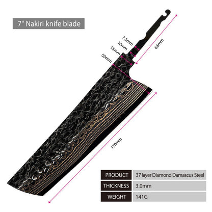 Conjunto de facas de cozinha de chef, santoku, nakiri e utilitária, com lâmina de aço Damasco de Cobre de 37 camadas e núcleo 10Cr15CoMoV, produto de venda quente