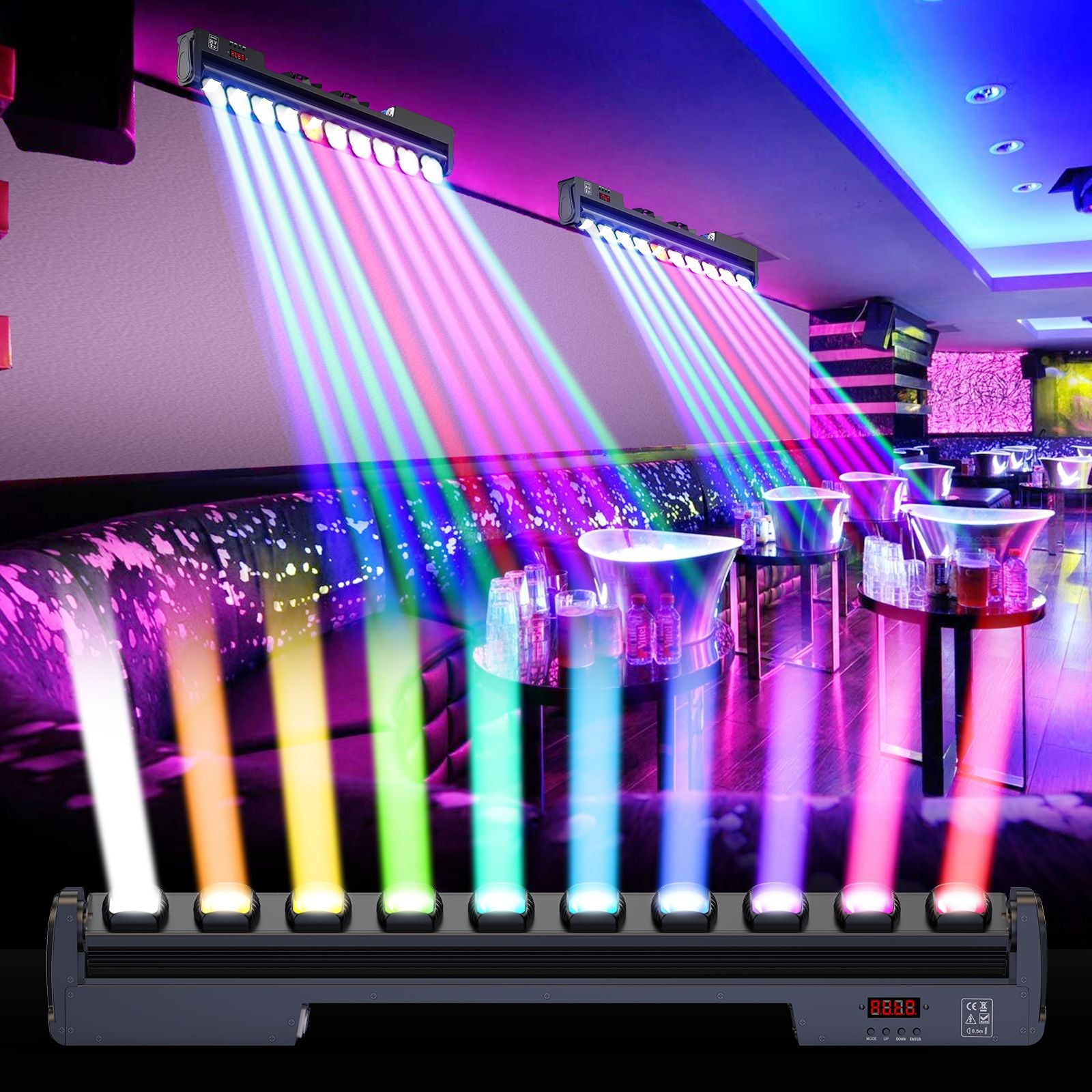 2PCS RGBW 4in1 Wall Wash Light 250W Swing Dot Beam Lights DJ Disco Party Lights LED Effect Light for Stage Theater Bar Wedding