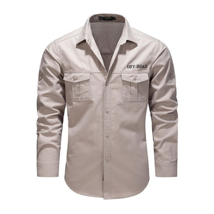 Men Outdoor Multi Pockets Long Sleeved Cargo Shirts High Quality Man Cotton Loose Shirts New Spring  Male Casual Shirts Size 5XL