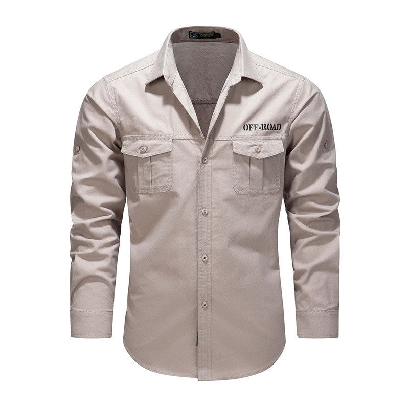 Men Outdoor Multi Pockets Long Sleeved Cargo Shirts High Quality Man Cotton Loose Shirts New Spring  Male Casual Shirts Size 5XL